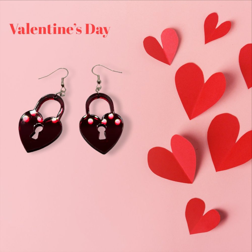 Lock Heart Dangling Earrings
